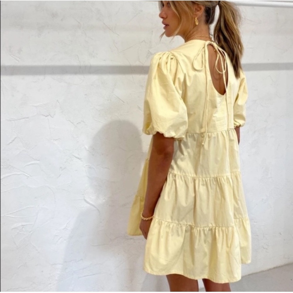 Faithfull the Brand Sade‎ Mini Dress in Plain Banana Size 4 / Small